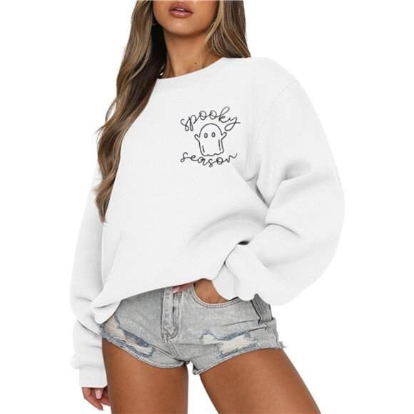 Spooky Season Halloween Sweatshirt | Cute Ghost Pullover | Fall Graphic Sweater - Picture 1 of 6